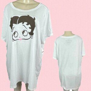 Ripple Junction +4 White Crew Neck Betty Boop Head Shot Graphic Short Sleeve Tee